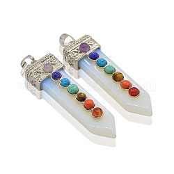 Opalite Sword Big Pendants, with Brass Platinum Plated Findings, 57x16x11mm, Hole: 8x5mm