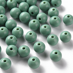 Perles acryliques opaques, ronde, bleu cadet, 10x9mm, Trou: 2mm, environ 940 pcs/500 g