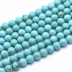 Howlite naturale perle tonde fili, tinto, medio turchese, 6mm, Foro: 1 mm, circa 64pcs/filo, 15.7 pollice (40 cm)