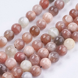 Brins de perles naturelles multi-pierre de lune, ronde, 10mm, Trou: 1mm, Environ 39 pcs/chapelet, 15.7 pouce