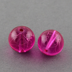 Chapelets de perles en verre transparent drawbench, peint à la bombe, ronde, fuchsia, 10mm, Trou: 1.3~1.6mm, 31.4 pouce