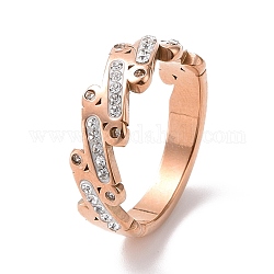 Anillo de dedo de barra ovalada de rhinestone de cristal, chapado en iones (ip) 304 joyería de acero inoxidable para mujer, oro rosa, nosotros tamaño 7 (17.3 mm)