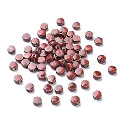 Perles en porcelaine manuelles, fantaisie porcelaine émaillée antique, plat rond, rouge foncé, 16x10mm, Trou: 3mm