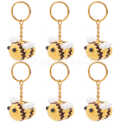 Nbeads diy 3d набор для изготовления брелка с подвеской в виде пчелы, в том числе железные кольца для ключей, ручная работа вязание шерстяная пряжа украшения аксессуары, желтые, 12 шт / комплект