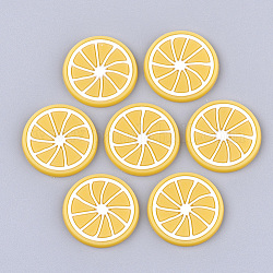 PVC Plastic Cabochons, Lemon, Orange, 25x2mm