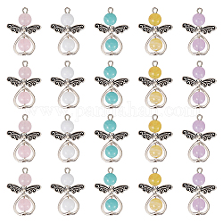 PH PandaHall 40pcs Angel Wing Charm Mixed Colors Angle Pendants with Loops Angels Dangles Wing Pendant Christmas Angle Charms for Jewelry Making Charms Necklace Earrings Keychains, 2.4mm Hole