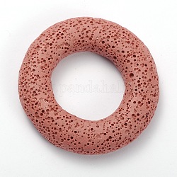 Synthetic Lava Rock Big Ring Pendants, Dyed, Salmon, 51x10mm, Hole: 25mm