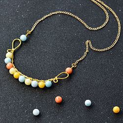 Diy Halsketten-Kits, Draht verpackt Jade Perlen Halskette, Mischfarbe, 3.5x5.5x0.5 mm