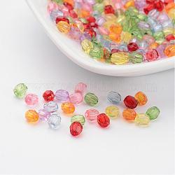 Gefärbt transparenten Acryl-Perlen, facettiert rund, Mischfarbe, ca. 4 mm Durchmesser, Loch: 1 mm ca. 13000 Stk. / 500 g