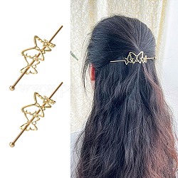 Legierungshaar Sticks, Pferdeschwanzhalter mit hohlen Haaren, für DIY-Haarstick-Accessoires im japanischen Stil, Schmetterling, golden, 54x26x2 mm