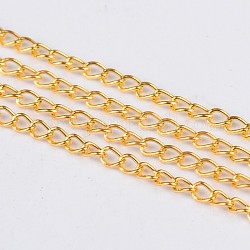 Iron Twisted Chains, Unwelded, with Spool, Lead Free & Nickel Free, Golden, 5x3x0.8mm, about 328.08 Feet(100m)/roll
