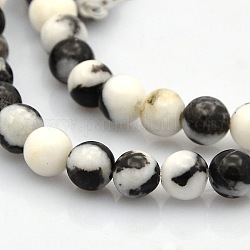 Rondes zébrées naturelle perles jaspe de pierres précieuses brins, 6mm, Trou: 1mm, Environ 61 pcs/chapelet, 15.7 pouce