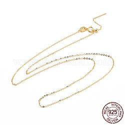 925 Perlenkette aus Sterlingsilber, Kabelketten-Halskette für Damen, golden, 17.72 Zoll (45 cm)