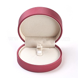 Boîtes de bracelet de bracelet en cuir d'unité centrale, avec velours et carton, ronde, rouge indien, 9x10.05x4.5 cm