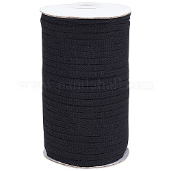 Ruban lin coton plat 200m, pour emballage cadeau, décorations de fête, noir, 1/4 pouce (5~5.5 mm), environ 218.72 yards (200 m)/rouleau