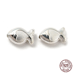 925 perline in argento sterling, pesce, argento, 7x11x4.5mm, Foro: 1.5 mm