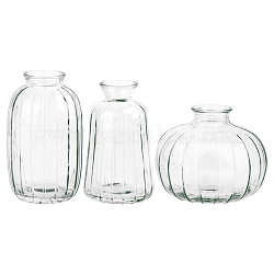 Mini vase en verre en forme de citrouille, accessoires de maison de poupée cuisine micro paysage, faire semblant de décorations d'accessoires, clair, 80~115x65~105mm, 3 pièces / kit