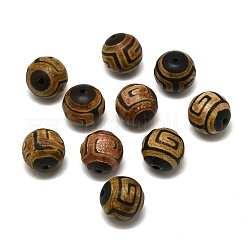 Abalorios de Dzi de estilo tibetano, Abalorios de ágata natural, redondo, 14mm, agujero: 1.4 mm