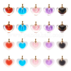 Transparenten Acryl-Anhänger, Perle in Perlen, Herz, Mischfarbe, 18~19x18x14 mm, Bohrung: 2~2.5 mm, 50 Stück / Karton