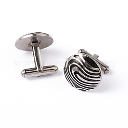 Flat Round 304 Stainless Steel Enamel Cufflinks, Stainless Steel Color, 20mm