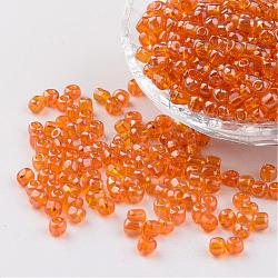 Round Glass Seed Beads, Trans. Colours Lustered, Gold, Size: about 4mm in diameter, hole: 1.5mm, about 496pcs/50g