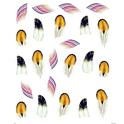 Calcomanías de pegatinas de transferencia de agua de arte de uñas, dibujo de pluma, vara de oro, 6.2x5.2cm, tamaño del paquete: 9.8x6.2 cm