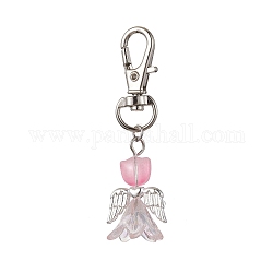 Decoraciones colgantes de vidrio de ángel, con broches de la aleación de la garra giratoria de langosta, rosa perla, 63mm