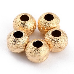 Perles séparateurs en laiton, Plaqué longue durée, ronde, véritable 24k plaqué or, 4x3.5mm, Trou: 1.5mm