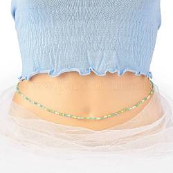 Sommerschmuck Taillenperlen, Körperkette, Bauchkette aus facettierten Glasperlen, Bikini Schmuck für Frau Mädchen, lime green, 31-1/2 Zoll (80 cm), Perlen: 3x2.5 mm