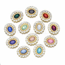 Cabochons de aleación, con diamante de imitación, sin plomo y cadmio, facetados, color mezclado, oval, oro rosa, 30x26.5x5.5mm