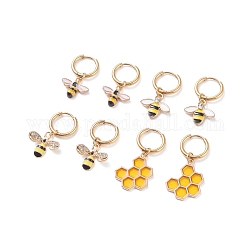 Aretes colgantes de aro esmaltados con motivo de abeja, pendientes colgantes de insectos para mujer, dorado, color mezclado, 26mm, pin: 1 mm