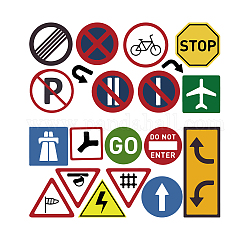 SUPERDANT Road Sign Wall Decals 20PCS Street Traffic Sign Wall Stickers Stop Sign Decor Stickers Street Transportation Signs Vinyl Wall Decals for Kids Bedroom Classroom Playroom Birthday Decor