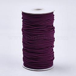 Cordon élastique rond, avec l'extérieur de la fibre et caoutchouc à l'intérieur, violet, 2mm, environ 76.55 yards (70 m)/rouleau