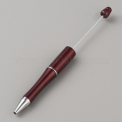 プラスチック製金粉ボールペン  ビーズペン  ジュエリービーズ付きDIYパーソナライズペン用  ココナッツブラウン  144x12mm
