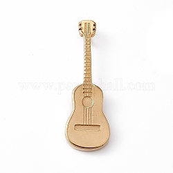 Vacuum Plating 304 Stainless Steel Big Pendants, Guitar Charms, Golden, 61x19.5x5mm, Hole: 4.5x7mm