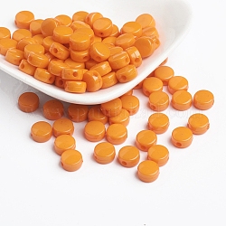 Abalorios acrílicos opacos, plano y redondo, naranja oscuro, 8x4.5mm, agujero: 2 mm, aproximamente 2800 unidades / 500 g
