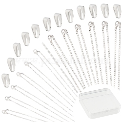 Sunnyclue DIY-Halskettenherstellungs-Kit, einschließlich Messingkabelketten, Halskettenherstellung und Kettenverlängerung und Schnappverschlüsse, Silber, 60 Stück / Karton