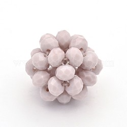 Runde gewebte Glasperlen aus Jadeimitat, Cluster-Perlen, Lavendel erröten, 14 mm, Perlen: 4 mm