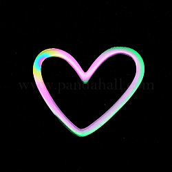 201 Edelstahl verbindet Ringe, Laserschnitt, asymmetrisches Herz, Regenbogen-Farb, 10.5x13x1 mm