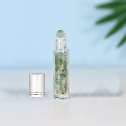 Botellas de bolas de rodillo de aventurina verde natural, con cubierta de plástico, botella de vidrio vacía de aceite esencial de aromaterapia spa, 2x8.5 cm, capacidad: 10ml (0.34fl. oz)