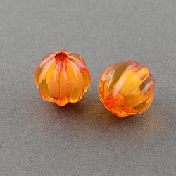 Thème d'automne perles acryliques transparentes, Perle en bourrelet, ronde, citrouille, rouge-orange, 12mm, Trou: 2mm, environ 630 pcs/500 g