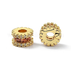Brass Rhinestone Beads, Column, Real 18K Gold Plated, 8x5mm, Hole: 3mm