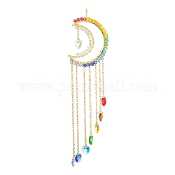 Décorations suspendues en verre enveloppées de fil de cuivre, cœur et lune, ornements suspendus en laiton, colorées, 234mm