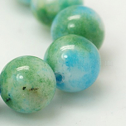 Jade Perlen Stränge, natürliche weiße Jade, gefärbt, Runde, Farbig, 10 mm, Bohrung: 1.5 mm, ca. 40 Stk. / Strang, 15.7 Zoll