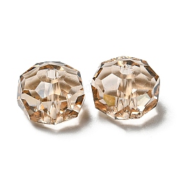 Perles en verre transparentes, facette, rondelle, cristal teinte argentée, 8x5mm, Trou: 1.2mm