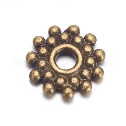 Tibetan Style Spacer Beads, Metal Alloy Beads, Cadmium Free & Nickel Free & Lead Free, Gear, Antique Bronze, Size: about 9mm in diameter, Hole: 2.5mm