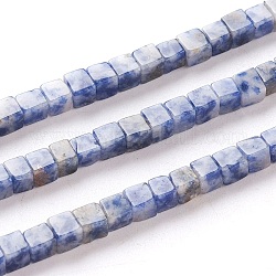 Натуральное синее пятно нитки из бисера яшмы, кубические, 4x4x4 мм, отверстие : 0.7 мм, около 89~91 шт / нитка, 15.3 дюйм (40 см)