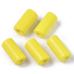 Матовое стекло стеклярус, колонка, круглое отверстие, желтые, 23~24x11~12 мм, отверстие : 4 мм, около 85 шт / упаковка