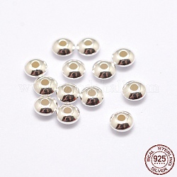 Séparateurs perles en 925 argent sterling, perles de soucoupe, couleur d'argent, 4x2mm, Trou: 1.2mm, environ 1000 pcs/50 g