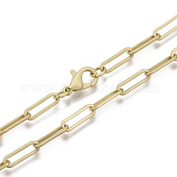 Chaînes de trombone en laiton, fabrication de collier de chaînes de câble allongé, avec fermoir pince de homard, couleur or mat, 17.71 pouce (45 cm) de long, lien: 3.7x12 mm, anneau de jonction: 5x1mm